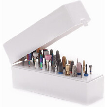 Caja de almacenamiento para brocas de taladro de uñas y organizador de cabezales de limado de uñas, juego de 2 piezas, blanco y negro.