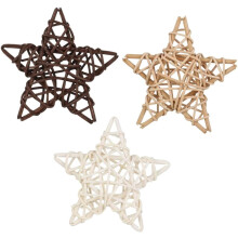 3 stuks stervormige decoratieve ballen van rotan, lichtgewicht en kleurecht.