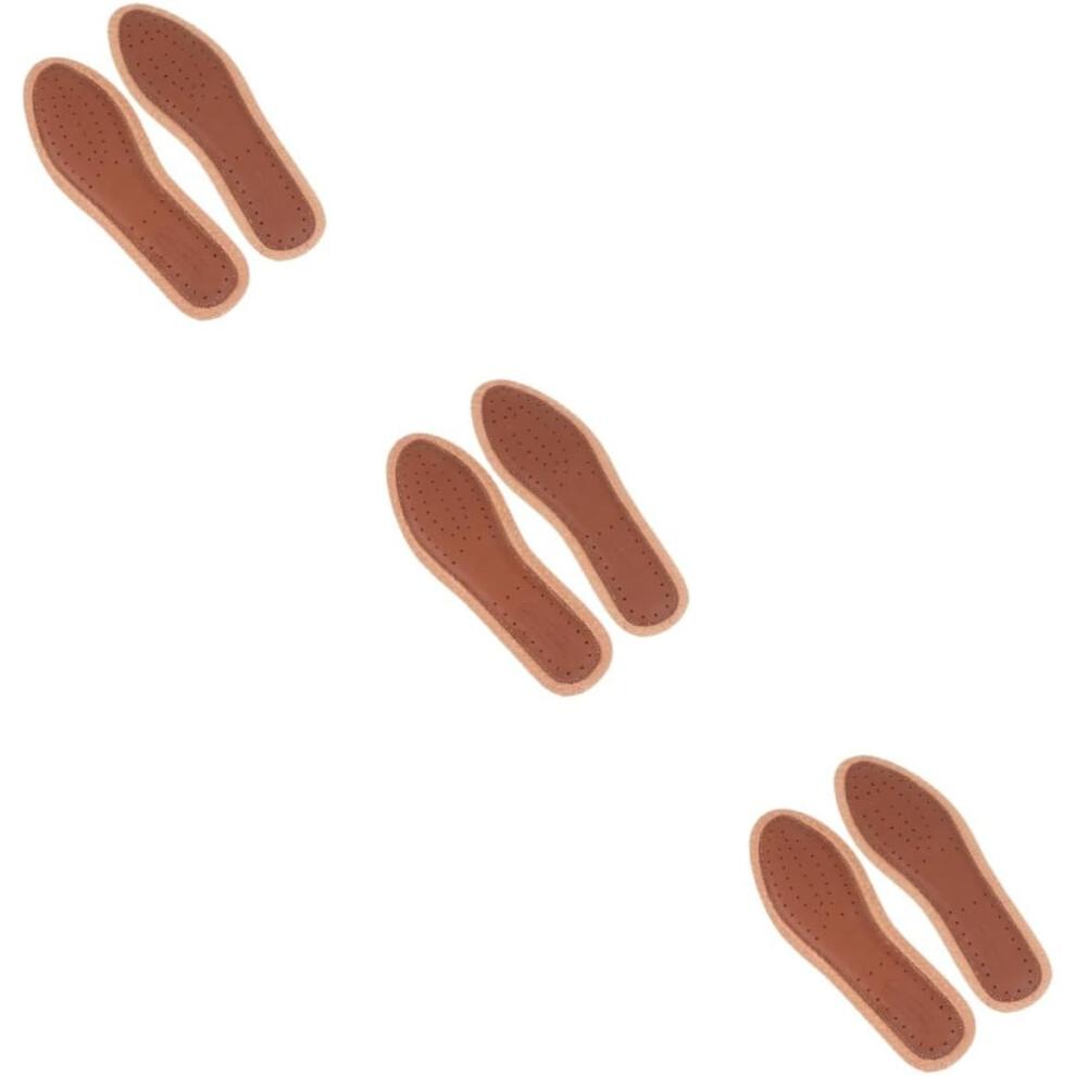 Hkhbjs 3Pairs Leather Insoles Bamboo Charcoral Insoles For Sport Shoes Damping Shoe Pads
