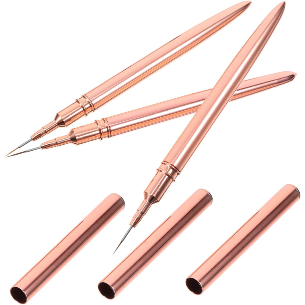 Hkhbjs Gold 3Pcs Nail Line Pens Manicure Brush Set 7Mm 9Mm 11Mm Nail Art Drawing Pens Thin Liner Brushes