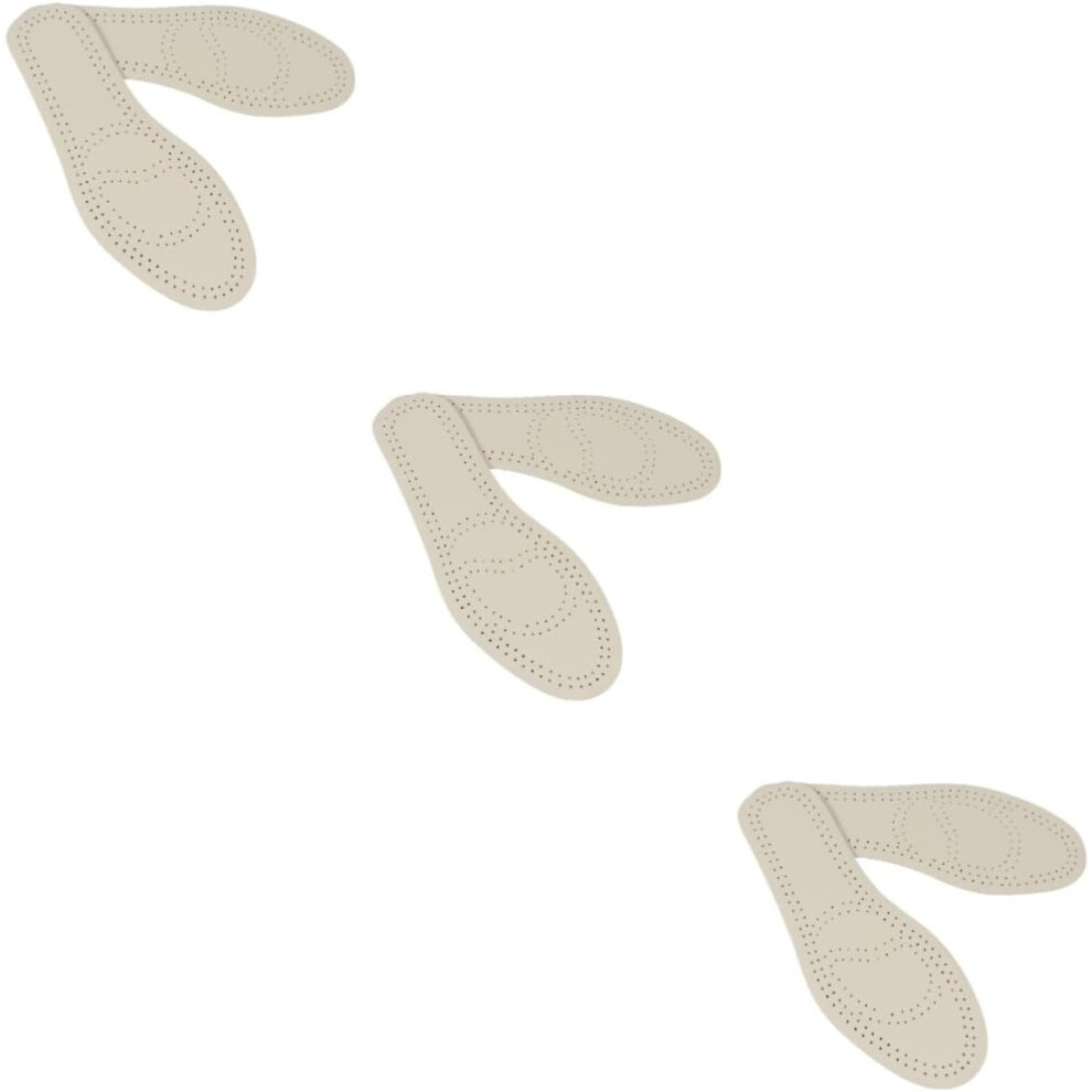 Hkhbjs Grey 3Pairs Leather Insoles For Shoes Breathable Insoles Sweat Absorption Damping Shoe Pads