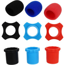 Kit de 9 protections pour microphone avec bonne élasticité, en mousse et silicone de couleurs assorties.