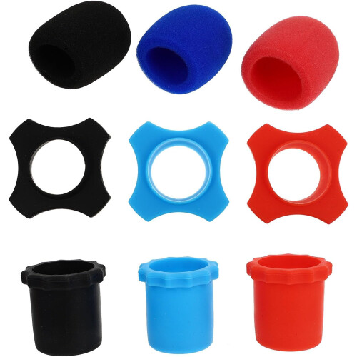 Kit de fornecimentos de proteção de 9pcs Mic com tampas de microfone de boa elasticidade em esponja de cor e material de silicone