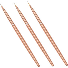 Ensemble de 3 stylos liners pour nail art or rose, pinceaux fins pour manucure, manche en métal portable, outils de peinture pour ongles