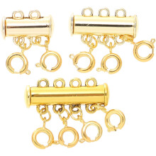 Juego de 3 cierres magnéticos para collares superpuestos, color oro, dobles y triples.