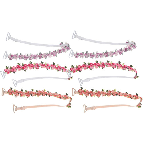 3pairs Floral Strap Replacement Embroidered Shoulder Straps for Dresses Accessory