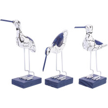 3-teiliges Set aus Seevogelfiguren aus Holz, gefertigt aus Verbundmaterial mit elegantem blauem Finish