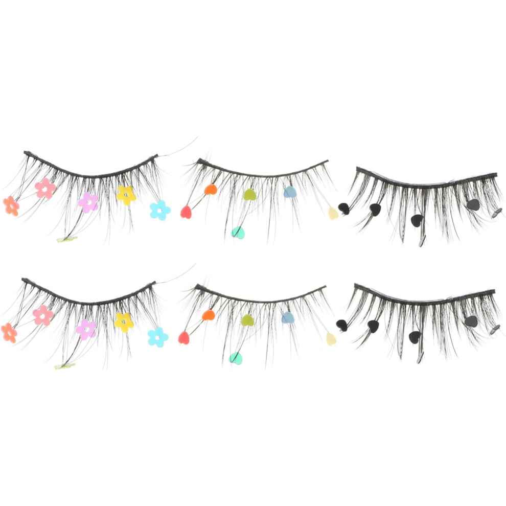 Hkhbjs 3Pairs Sequin False Eyelashes Glitter Eyelashes For Cosplay Flower Heart Design Creative Lashes For Women