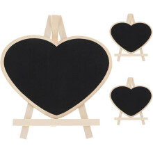 3pcs Heart-Shaped Mini Blackboard Set, Small Wooden Chalkboard