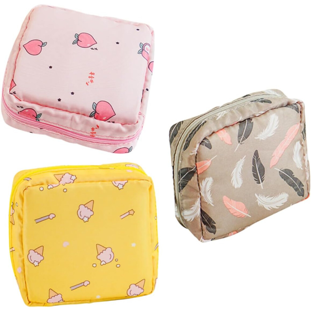 Hkhbjs 3Pcs Sanitary Napkin Zipper Pouch Small Period Kit Bag Women's Menstrual Pad Bag Organizer