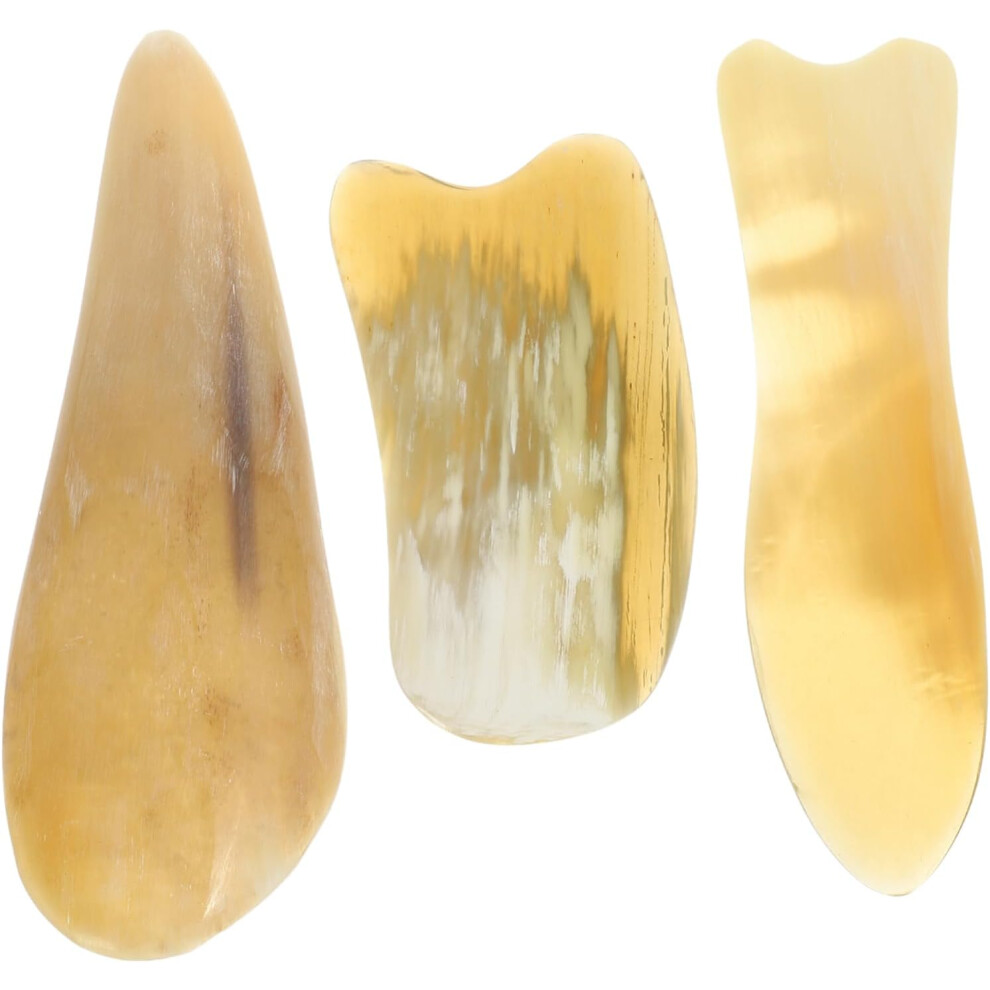 Hkhbjs 3Pcs Ox Horn Gua Sha Scraping Rods Set, Natural Horn Facial And Body Massager Tools
