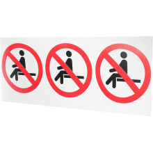 3 stuks 'Niet zitten' waarschuwingsstickers 8x8 cm zelfklevende veiligheidslabels