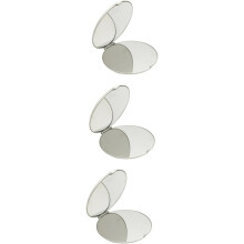 3er-Pack tragbarer Mini-Schminkspiegel, kompakter silberner Make-up-Spiegel für Damen