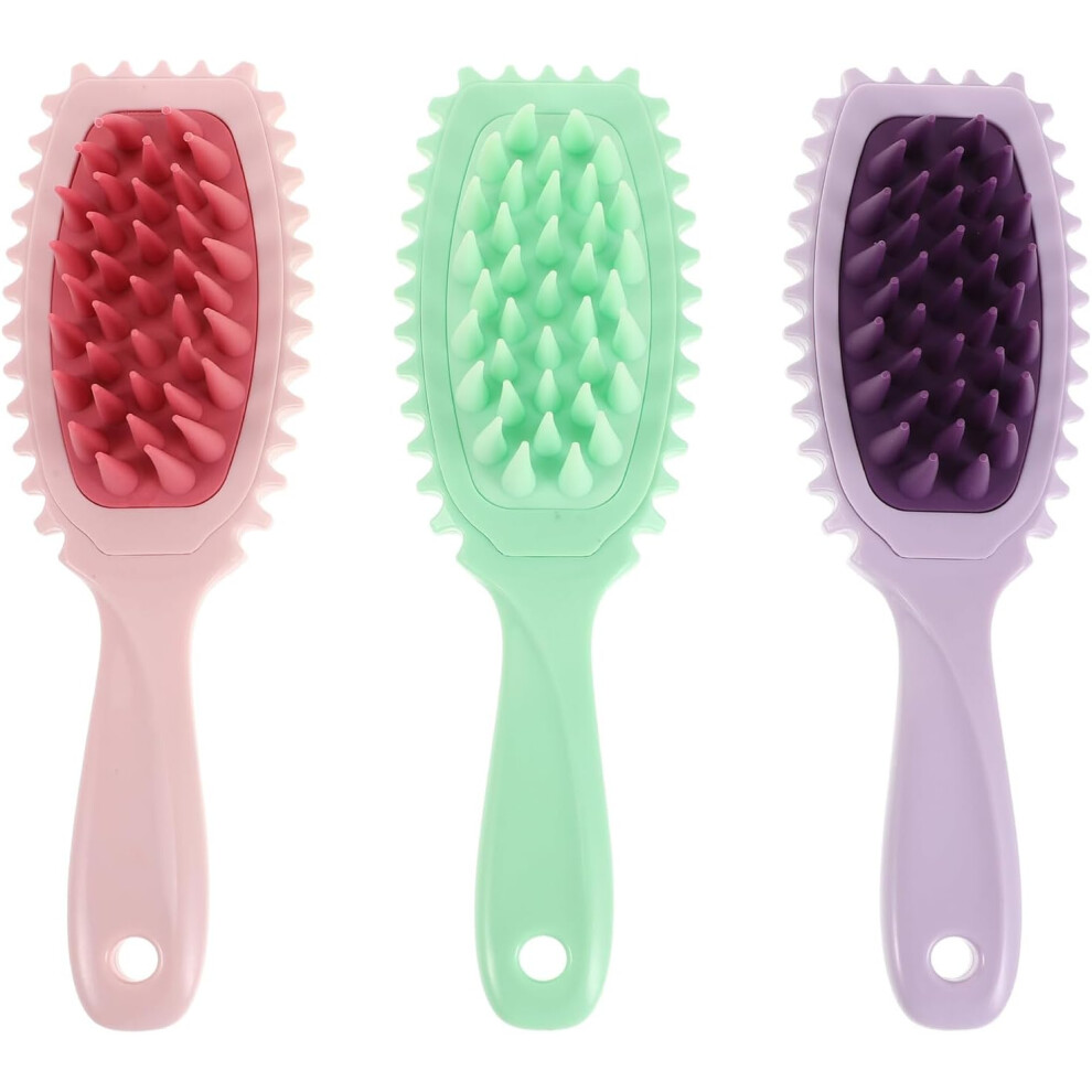 Hkhbjs Unisex 3Pcs Silicone Massage Comb For Scalp Care Portable Hair Brush Gentle Scalp Brush And Shower Massager For Daily Use And Travel