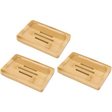 Lot de 3 porte-savons en bois avec égouttoir, accessoires de salle de bain pour le séchage du savon.