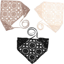 3er-Pack Damen-Dreiecks-Bandanas aus Spitze, Boho-Blumenmuster, dünne, atmungsaktive Sommer-Kopftücher im Vintage-Stil