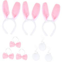 3er-Set Hasenohren-Haarbänder mit niedlichen Schleifen, Plüsch-Stirnbänder, Hasenschwänze als Partyaccessoires