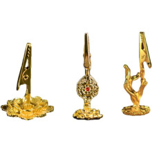 3 porta incenso a forma di loto in lega placcata, bruciatore di incenso Buddha con clip, supporto per aromaterapia