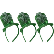 3er-Set St. Patrick's Day Kleeblatt-Haarbänder, glitzernde Haaraccessoires, grün, irisches Festival- und Feiertagszubehör