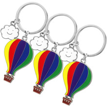 3-teiliges Schlüsselanhänger-Set aus Heißluftballon-Legierung, dekorativer Rucksack- und Handtaschenanhänger, bunte Metallschlüsselringe
