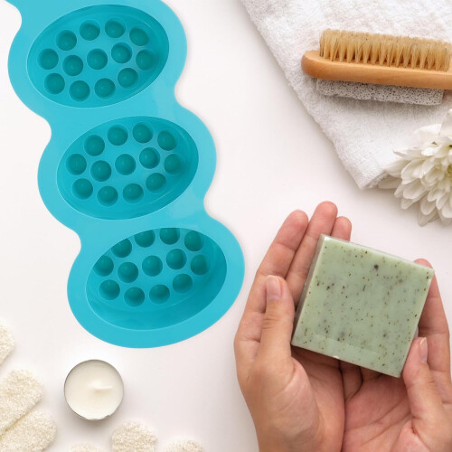 Moule à savon en silicone turquoise (2 pièces) avec 4 cavités 1