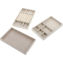 3-teiliges Schmuck-Organizer-Set: Aufbewahrungsbox, Schmuckschale, Ohrringständer, Ringablage, Tischablage (verschiedene Ausführungen)