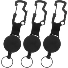 3er-Pack einziehbare Schlüsselanhänger mit Stahlseil, Schlüsselanhänger zum Aufhängen im Außenbereich mit Karabinerhaken