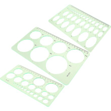 3pcs Stencils de desenho geométrico conjunto 45 elipse modelo plástico regras de desenho