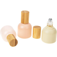 3pcs Glass Roller Ball Bottles Perfume Essential Oil Portable Bamboo Lids for Travel and Home Use