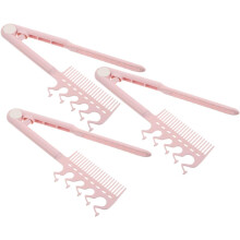 Set di 3 fermagli per capelli antistatici pieghevoli da viaggio, pettine a V, strumento per lo styling per piastra, rosa, portatile