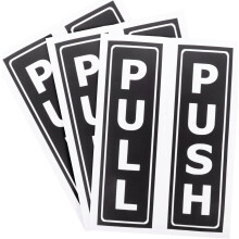 Lot de 6 autocollants ronds amovibles noirs pour portes « Tirer/Pousser ».