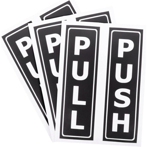 6pcs Pull Push Door Stickers Round Removable Door Decals Black