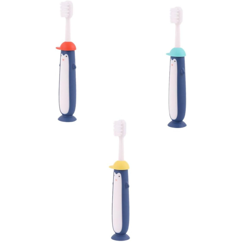 Hkhbjs Blue/Red 3Pcs Manual Toothbrush For Boy Girl Cartoon Design Ultra-Fine Bristles For