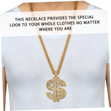 2-teiliges Hip-Hop-Diamant-Halsketten-Set mit Goldkette, Legierungsplattierung und Schildring – cooles Rapper-Accessoire für Outfits