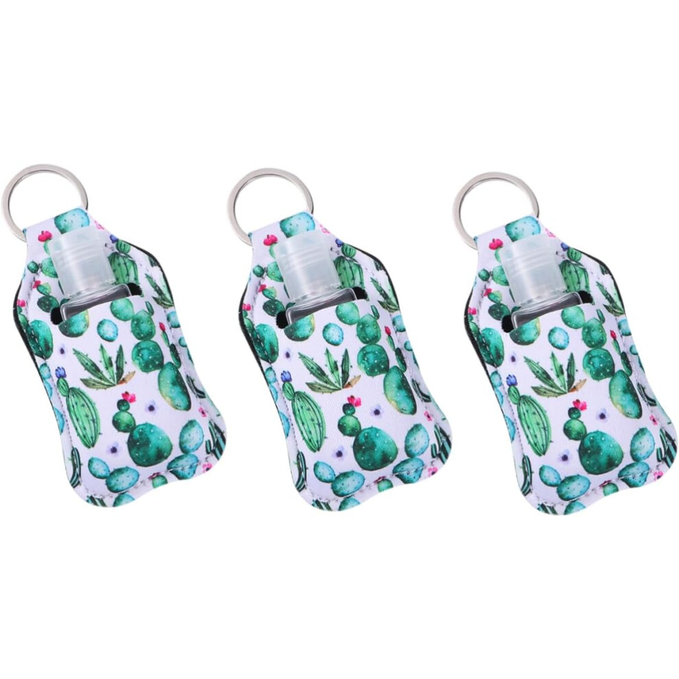 Hkhbjs 3Set Travel Bottle Cover Refillable Hand Spray Bottle Cactus Print For Keychain Carrying Soap Lotion Covers