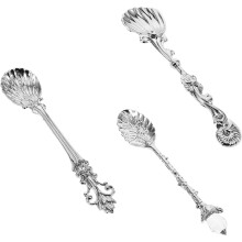 3 kleine Dessertlöffel im Vintage-Stil aus europäischer Silberlegierung, tragbar