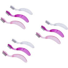 3er-Pack gebogene Augenbrauenkämme mit Kunststoffgriff und Metallzähnen, Wimpernentwirrer, faltbare Bürste für Beauty-Tools, Farbe zufällig