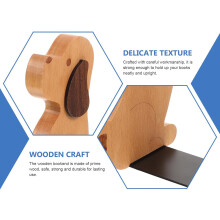 2 houten boekensteunen met decoratief puppydesign, eenvoudige boekensteunen voor op kantoor.