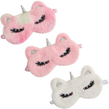 3er-Packung Cartoon-Einhorn-Plüsch-Augenklappen zum Schlafen, tragbare lichtundurchlässige Augenmasken