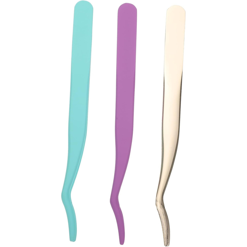 Hkhbjs 3Pcs Lash Tweezers Purple Eyelash Extensions Tweezers For False Lashes Applicator Removal