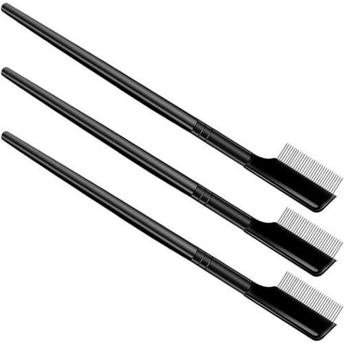Lot de 3 peignes à cils avec brosse pour une application précise du maquillage.