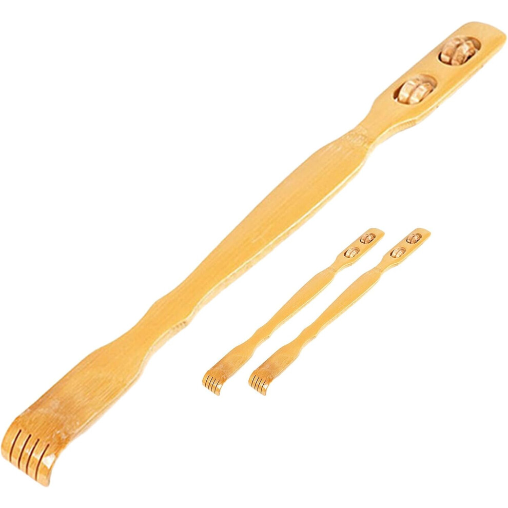 Hkhbjs Light/Yellow 3Pcs Wooden Back Scratcher Massager Stick Dual Roller For Neck And Shoulder Massage