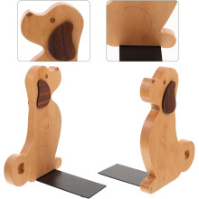 2 dekorative Buchstützen aus Holz mit Welpenmotiv, schlichter Büro-Buchhalter