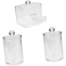 3er-Pack Wattestäbchenboxen, Aufbewahrungsboxen für Wattepads, 11 x 7 x 7 cm, rund, glatte Oberfläche, Organizer für Badezimmer und Schreibtisch