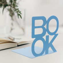 2 sujetalibros metálicos para libros pesados, color azul, decorativos, para estantería, organizadores de libros.