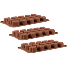 Lot de 3 moules à chocolat et à sucre en silicone, démoulage facile, joli design décoratif.