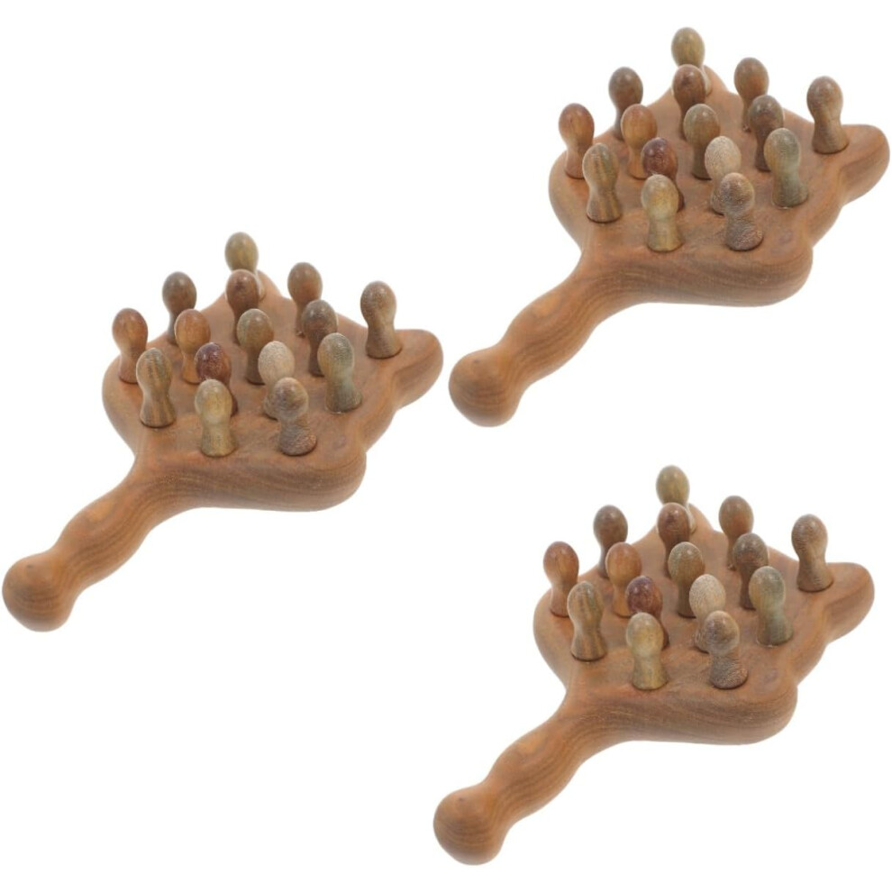 Hkhbjs Brown 3Pcs Wooden Scalp Massager Creative Massage Comb Wide Teeth For Body Acupoint Relief