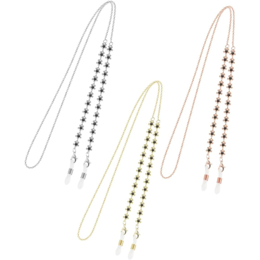 Hkhbjs Thick Electroplated Eyeglasses Chain 3Pcs Small Flower Pendant Multi-Purpose Mask And Glasses Cord
