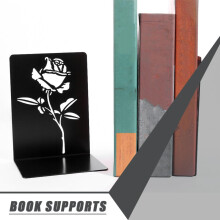2 Stück hohle Buchstützen in Blumenform aus Metall für stilvolle Schreibtisch- und Regaldekoration
