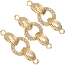 3pcs 18K ouro chapado zircónia pulseira fecho conjunto cobre DIY joalha pingente conector